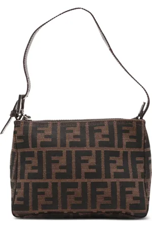 Fendi Zucca skuldertaske med lynlås