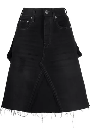 Balenciaga Denimnederdel med A-snit og ribbet detalje