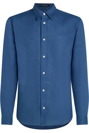 Karl Lagerfeld Hørskjorte med monogram-broderi