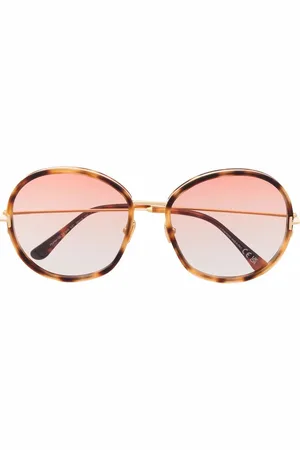 Tom Ford Runde solbriller med skildpaddeeffekt