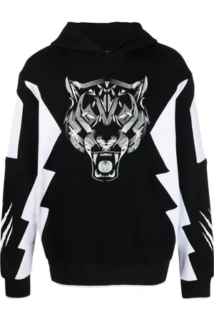 Philipp Plein Langærmet hættetrøje med tigertryk