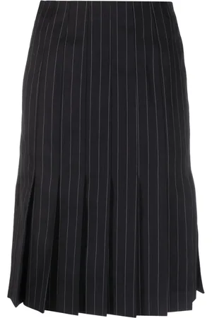 SACAI Nålestribet midi-nederdel med plisseringer