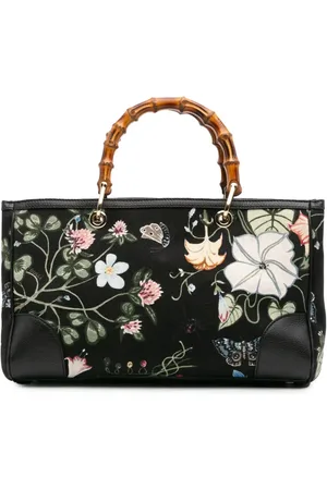 Gucci Mellemstor Bamboo Shopper Flora Knight satchel-taske i lærred fra 2016-2024