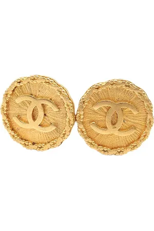 CHANEL Guldbelagte CC Starburst øreclips fra 1995