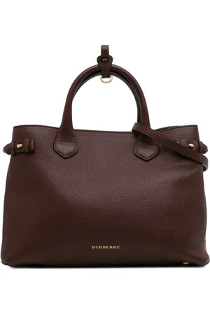 Burberry Medium Banner satchel-taske i læder og House-ternet design fra 2000-2024