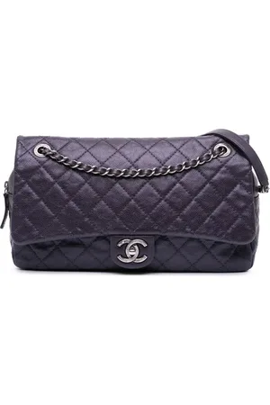 CHANEL Quiltet Jumbo skuldertaske i kaviarlæder med flaplukning fra 2012