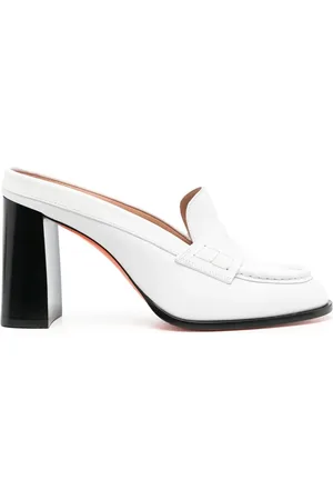 santoni Mules i læder med høj hæl