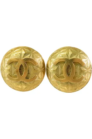 CHANEL Quiltede guldbelagte CC-øreclips fra 1995