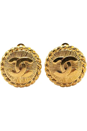 CHANEL Runde guldbelagte CC øreclips fra 1970-1980