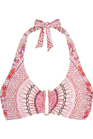 TEMPERLEY LONDON Pomegranate bikinitop med halterneck og tryk