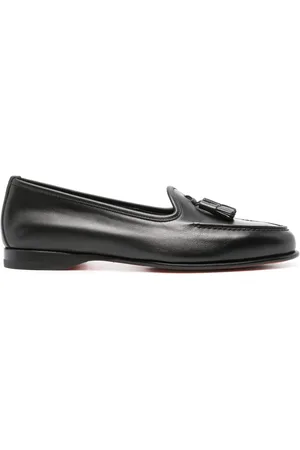 santoni Loafers i læder med kvastdetalje