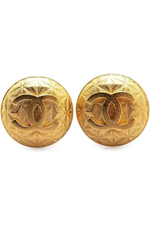 CHANEL Quiltede guldbelagte CC-øreclips fra 1995
