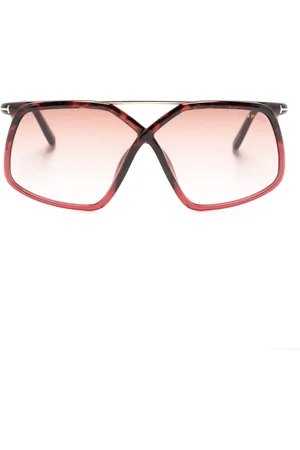 Tom Ford Oversize solbriller med skildpaddeeffekt
