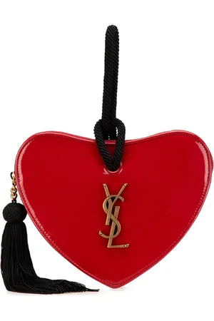 Saint Laurent Lakeret Sac Coeur clutch med hjerteform fra 2018