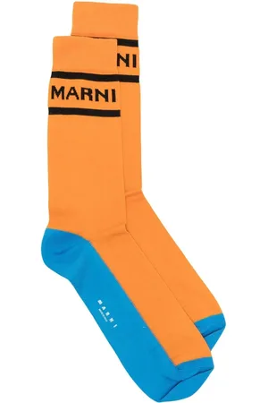 Marni Ankelstrømper i intarsia-strik med logo