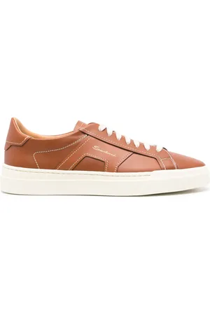 santoni Sneakers i læder med dobbelt spænde