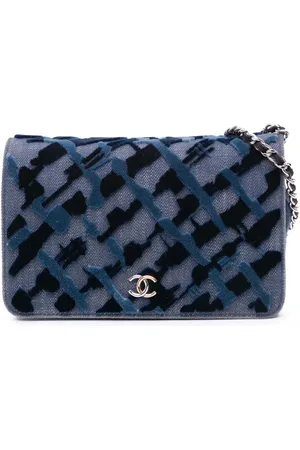 CHANEL Crossbody-taske i denim og velour med kæde fra 2017-2018