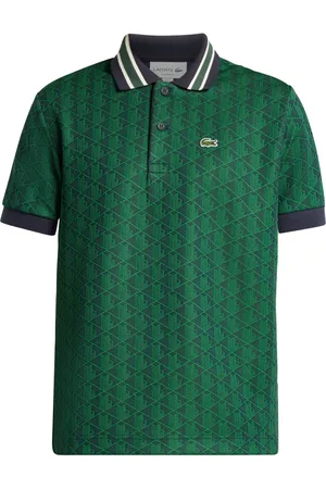 Lacoste Polo med geometrisk mønster og logoapplikation