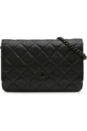 CHANEL Quiltet crossbody-taske i kalveskind med krakeleret effekt fra 2017-2018