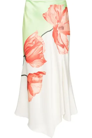 ALICE+OLIVIA Nederdel i satin med blomstertryk