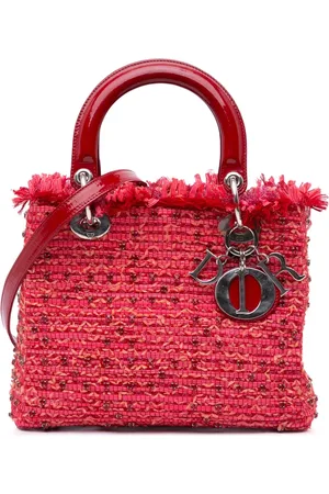 Dior Mellemstor Lady Dior satchel-taske i tweed med frynse og rhinsten fra 2012