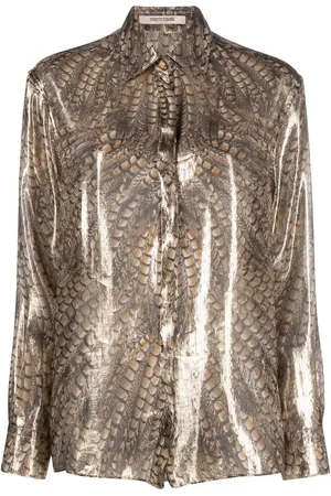 Roberto Cavalli Metallisk skjorte med Hawk-tryk
