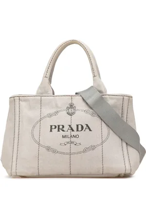 Prada Lille Canapa satchel-taske i denim med logo fra 2013-2024