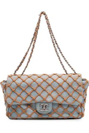 CHANEL Jumbo Canebiers Net Flap skuldertaske i denim fra 2010-2011
