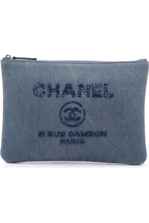 CHANEL Mellemstor Deauville O Case clutch i denim med pailletter fra 2017-2018