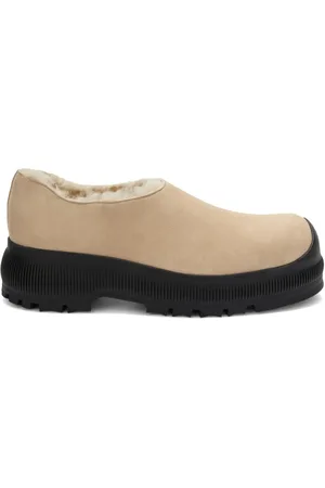 Jil Sander Loafers i ruskind med lammeskindsfor