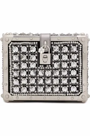Dolce & Gabbana Dolce Box taske i jacquard med tophåndtag og rose