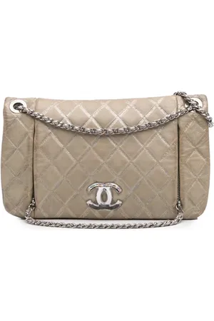 CHANEL Quiltet metallisk CC Crystal Flap crossbody-taske i lammeskind med slitageeffekt fra 2010-2011