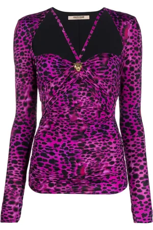 Roberto Cavalli Bikinitop med leopardtryk og udskæringsdetalje