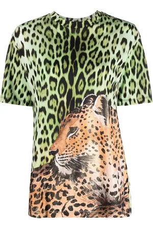 Roberto Cavalli T-shirt med leopardtryk