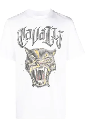 Roberto Cavalli Kortærmet T-shirt med panter-tryk