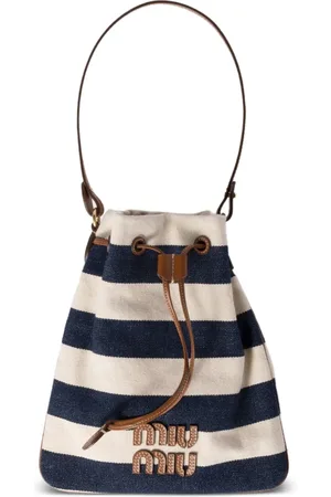 Miu Miu Stribet bucket-taske