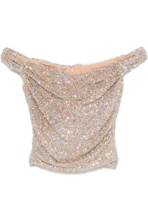 Costarellos Top med off-shoulder-snit og pailletter