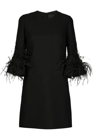 VALENTINO GARAVANI Shift-kjole med fjer-detaljer