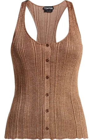 Tom Ford Ribstrikket tanktop med lurex-detalje