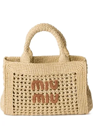 Miu Miu Vævet tote med bast-effekt