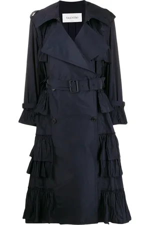 VALENTINO GARAVANI Dobbeltradet trenchcoat med plisseringer