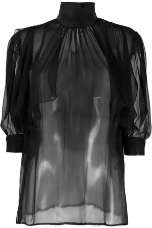 Roberto Cavalli Halvgennemsigtig bluse med høj hals