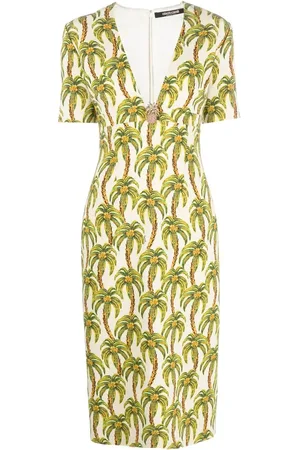 Roberto Cavalli Midi kjole med palmetryk