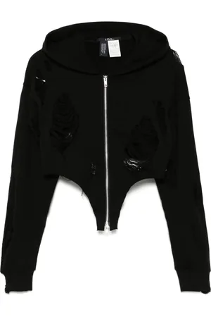 YOHJI YAMAMOTO Crushed hættetrøje med lynlås