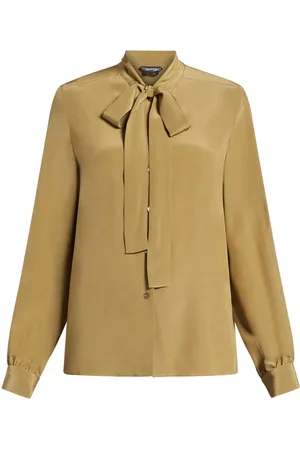 Tom Ford Silkebluse med bånd i halsen