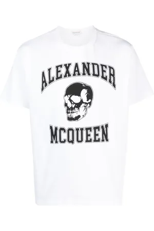 Alexander McQueen T-shirt med dødningehoved og logotryk