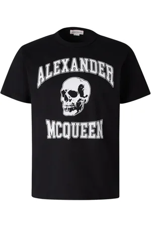 Alexander McQueen T-shirt med dødningehoved og logotryk