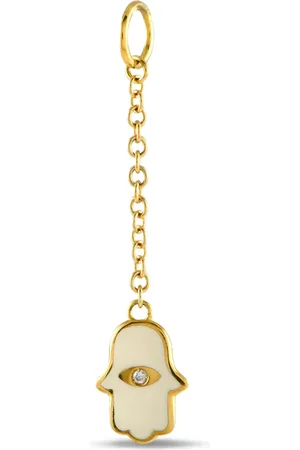 Aaron Basha 18K yellow gold hamsa diamond pendant
