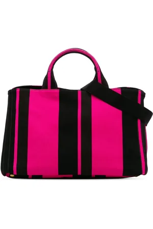 Prada Stor Canapa satchel-taske i lærred med striber fra 2000-2024