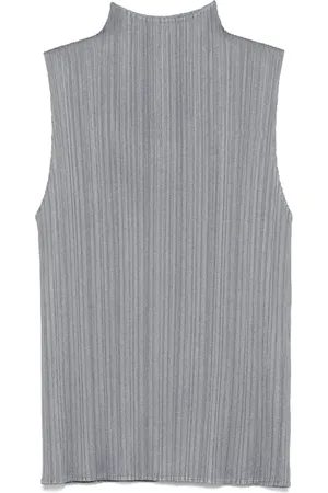PLEATS PLEASE ISSEY MIYAKE ærmeløs top med høj hals